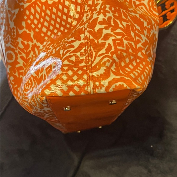 Tory Burch Vibrant Orange Floral Tote - Picture 4 of 9